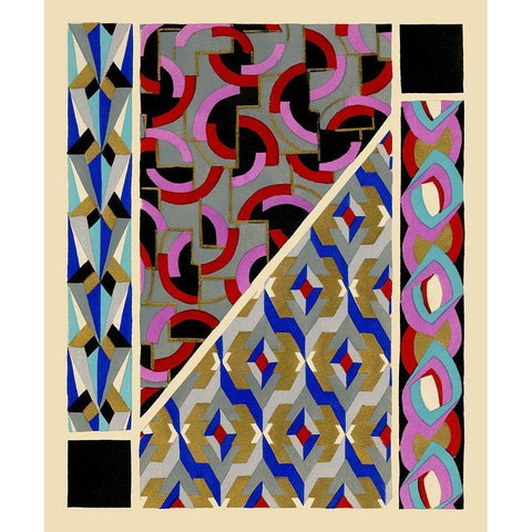 Art Deco Designs II Gold Ornate Wood Framed Art Print with Double Matting by Baxter Mill Archive