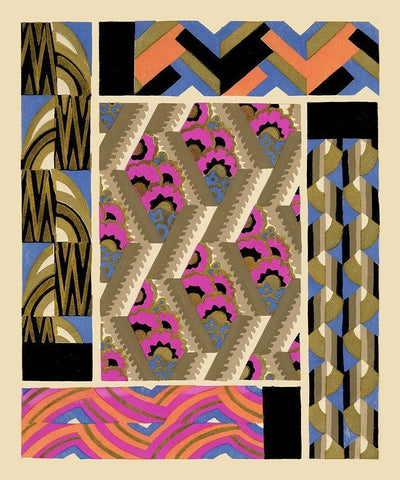 Art Deco Designs III White Modern Wood Framed Art Print with Double Matting by Baxter Mill Archive