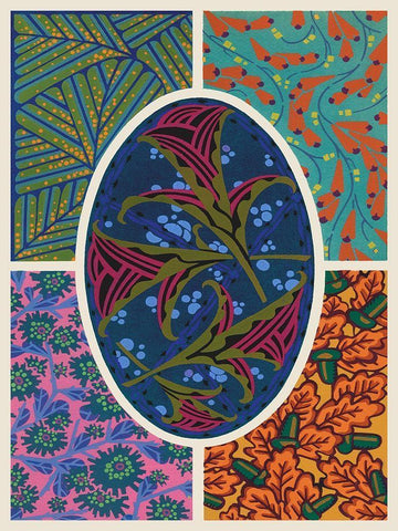 Art Deco Florals II White Modern Wood Framed Art Print with Double Matting by Baxter Mill Archive