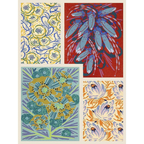 Art Deco Florals V White Modern Wood Framed Art Print by Baxter Mill Archive