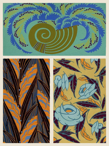 Art Deco Florals VI Black Ornate Wood Framed Art Print with Double Matting by Baxter Mill Archive