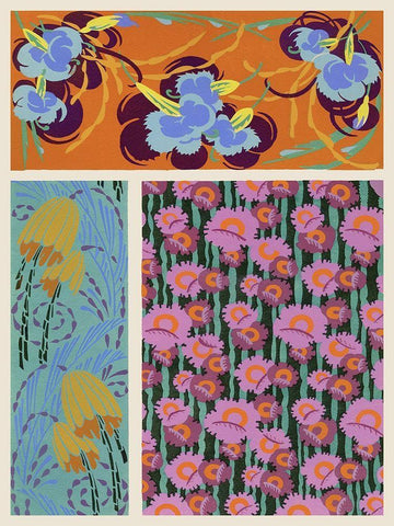 Art Deco Florals VII White Modern Wood Framed Art Print with Double Matting by Baxter Mill Archive