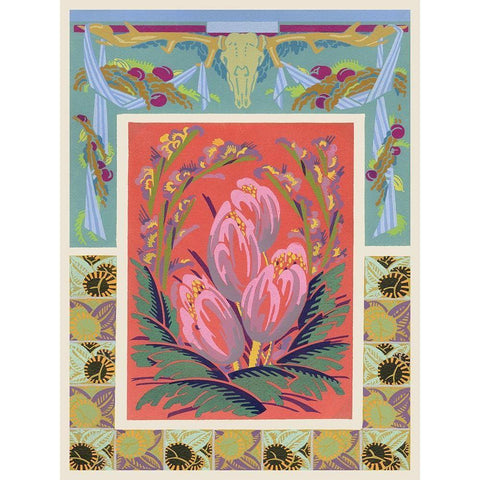 Art Deco Florals VIII Gold Ornate Wood Framed Art Print with Double Matting by Baxter Mill Archive