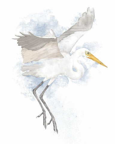 Coastal Heron II White Modern Wood Framed Art Print with Double Matting by Reynolds, Jade