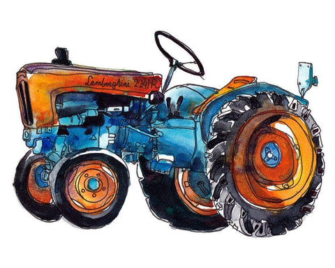 Tractor Study II Black Ornate Wood Framed Art Print with Double Matting by McCreery, Paul