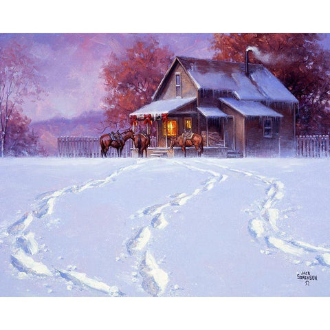 All Tracks Lead Home for the Holidays Gold Ornate Wood Framed Art Print with Double Matting by Sorenson, Jack