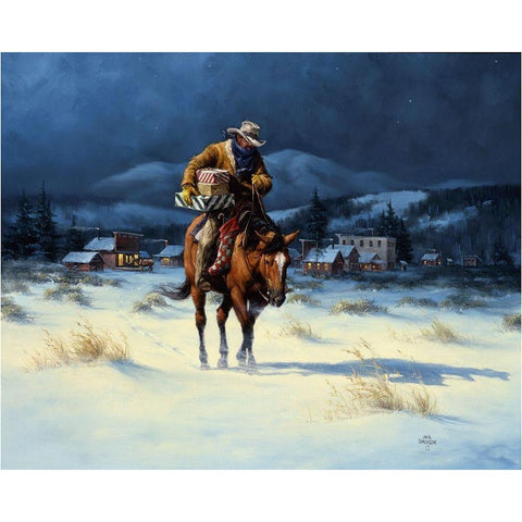 Bringing Christmas Home Gold Ornate Wood Framed Art Print with Double Matting by Sorenson, Jack