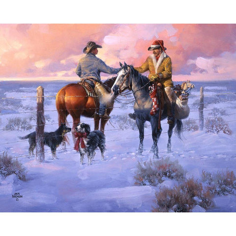 Sharin Christmas with the Neighbors Black Modern Wood Framed Art Print with Double Matting by Sorenson, Jack