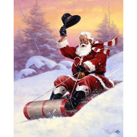 Here Comes Santa Black Modern Wood Framed Art Print with Double Matting by Sorenson, Jack