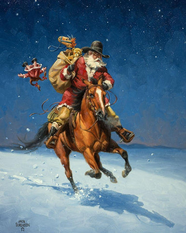 Midnight Rider Black Ornate Wood Framed Art Print with Double Matting by Sorenson, Jack