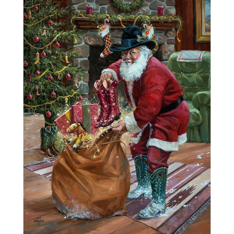 New Boots for Christmas Gold Ornate Wood Framed Art Print with Double Matting by Sorenson, Jack