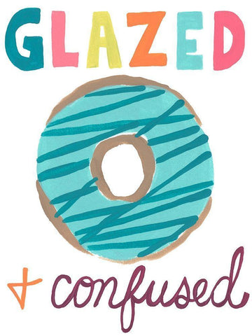 Happy Donuts III White Modern Wood Framed Art Print with Double Matting by Vess, June Erica