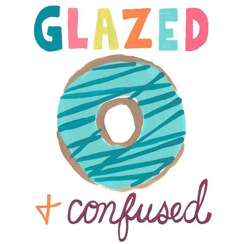 Happy Donuts III Black Modern Wood Framed Art Print by Vess, June Erica