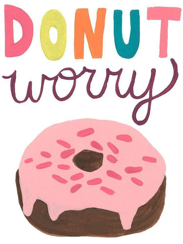 Happy Donuts IV White Modern Wood Framed Art Print with Double Matting by Vess, June Erica