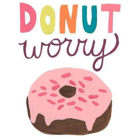 Happy Donuts IV Black Modern Wood Framed Art Print by Vess, June Erica