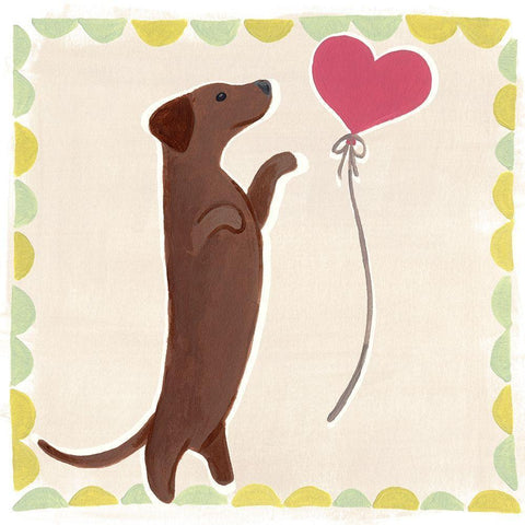 Dachshund Delight II White Modern Wood Framed Art Print by Vess, June Erica