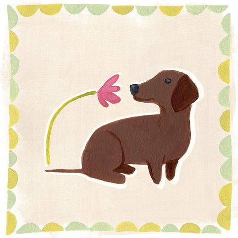 Dachshund Delight III Black Modern Wood Framed Art Print by Vess, June Erica