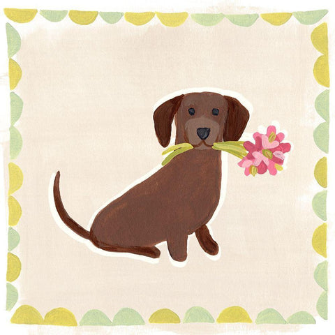 Dachshund Delight IV Gold Ornate Wood Framed Art Print with Double Matting by Vess, June Erica