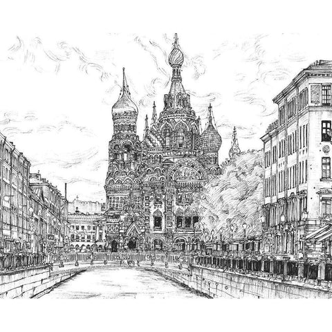 Russia in Black and White II White Modern Wood Framed Art Print by Wang, Melissa