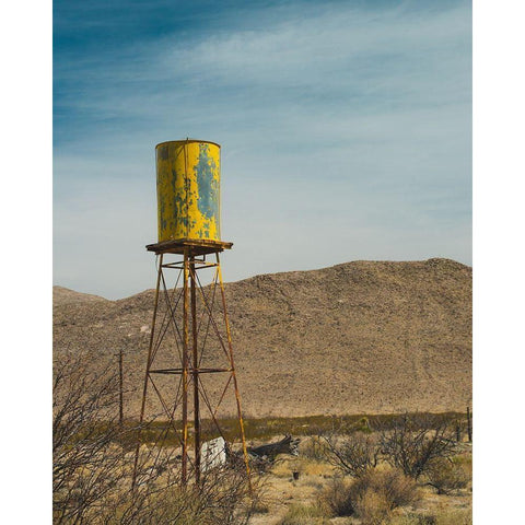 Yellow Water Tower I White Modern Wood Framed Art Print by Quintero, Sonja