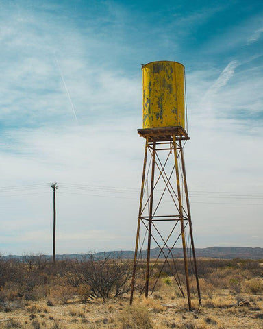 Yellow Water Tower II Black Ornate Wood Framed Art Print with Double Matting by Quintero, Sonja