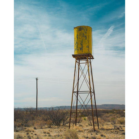 Yellow Water Tower II Black Modern Wood Framed Art Print by Quintero, Sonja