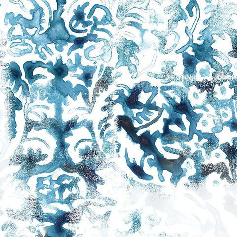 Blue Reverie I White Modern Wood Framed Art Print with Double Matting by Vess, June Erica