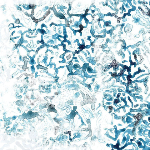 Blue Reverie III White Modern Wood Framed Art Print with Double Matting by Vess, June Erica