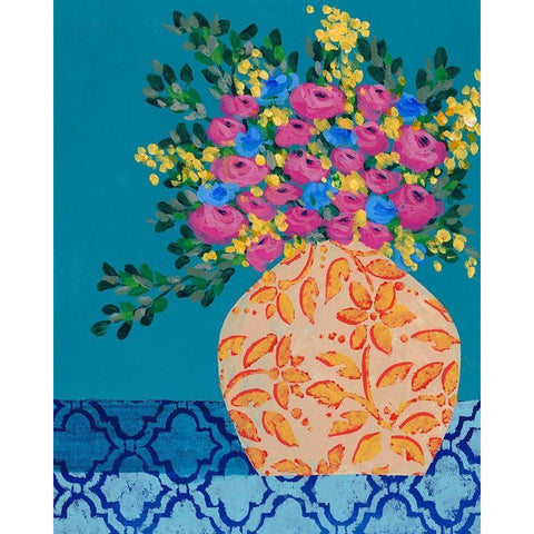 A Gathering of Flowers I White Modern Wood Framed Art Print by Moore, Regina