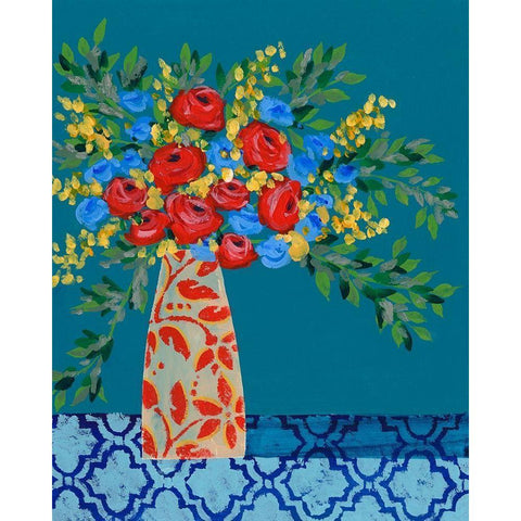 A Gathering of Flowers II White Modern Wood Framed Art Print by Moore, Regina