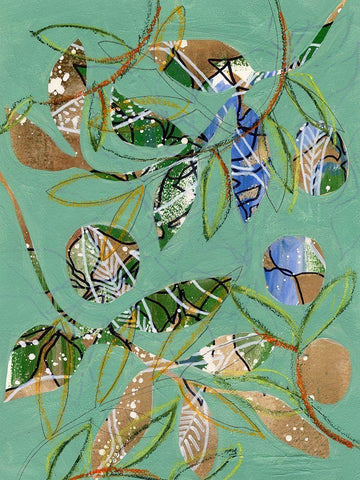 Nature on Sage I White Modern Wood Framed Art Print with Double Matting by Moore, Regina