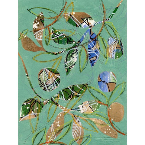 Nature on Sage I Black Modern Wood Framed Art Print with Double Matting by Moore, Regina