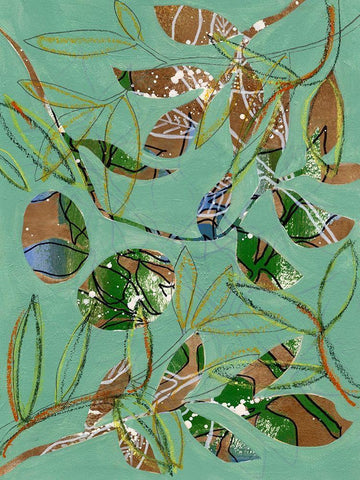 Nature on Sage II White Modern Wood Framed Art Print with Double Matting by Moore, Regina