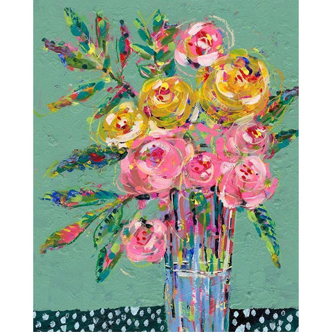 Bright Colored Bouquet II Black Modern Wood Framed Art Print by Moore, Regina