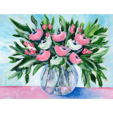 Rosy Bouquet I Black Modern Wood Framed Art Print by Moore, Regina