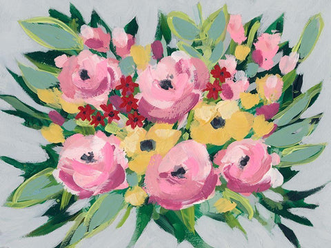 Spring Array I White Modern Wood Framed Art Print with Double Matting by Moore, Regina