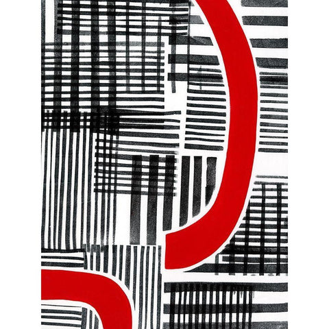 Red Interrupted I Black Modern Wood Framed Art Print with Double Matting by Moore, Regina