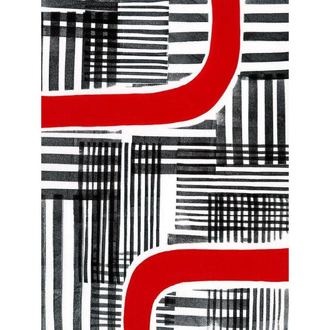 Red Interrupted II Gold Ornate Wood Framed Art Print with Double Matting by Moore, Regina