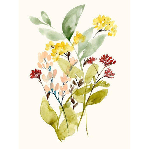 Spring Sprigs I White Modern Wood Framed Art Print by Goldberger, Jennifer