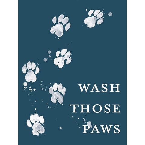Wash Your Paws I Black Modern Wood Framed Art Print with Double Matting by Popp, Grace