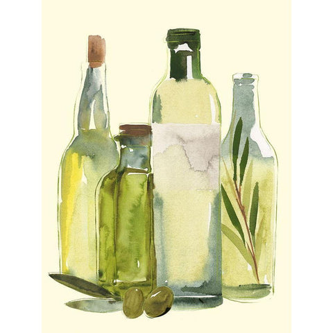 Olive Oil Set I White Modern Wood Framed Art Print by Warren, Annie