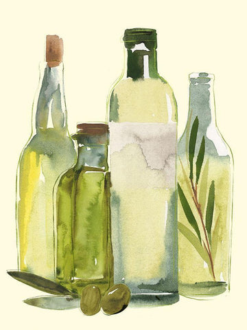 Olive Oil Set I White Modern Wood Framed Art Print with Double Matting by Warren, Annie