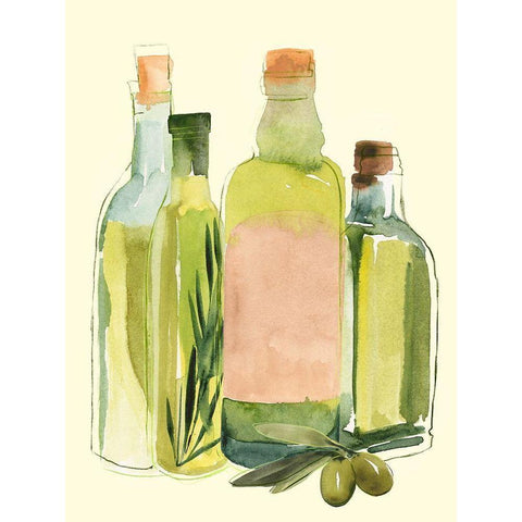 Olive Oil Set II White Modern Wood Framed Art Print by Warren, Annie