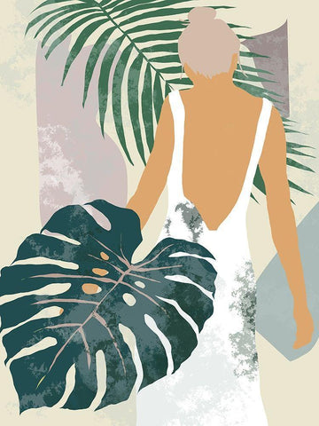 Summer Shades IV White Modern Wood Framed Art Print with Double Matting by Wang, Melissa