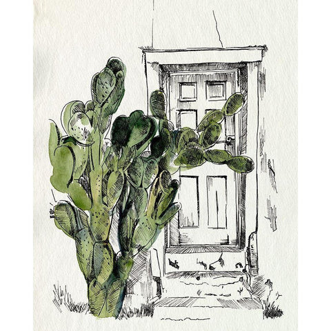 Cactus Door I White Modern Wood Framed Art Print by Parker, Jennifer Paxton