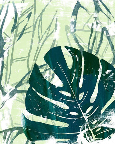 Palm Pastiche I Black Ornate Wood Framed Art Print with Double Matting by Vess, June Erica