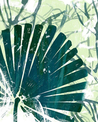 Palm Pastiche II White Modern Wood Framed Art Print with Double Matting by Vess, June Erica