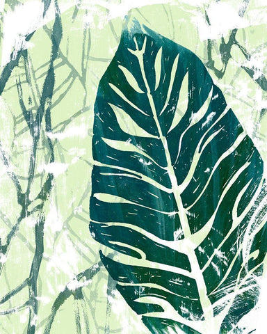 Palm Pastiche III White Modern Wood Framed Art Print with Double Matting by Vess, June Erica