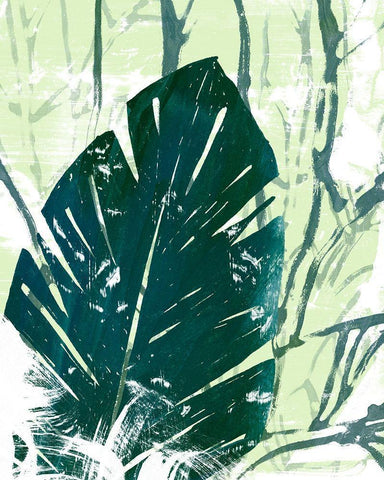 Palm Pastiche IV White Modern Wood Framed Art Print with Double Matting by Vess, June Erica