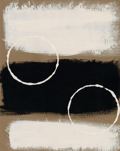 Neutral Rings I White Modern Wood Framed Art Print with Double Matting by Moore, Regina